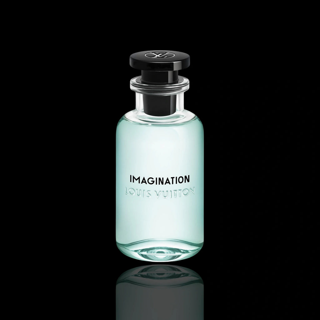 Louis Vuitton Imagination pale green glass bottle with its dark cap