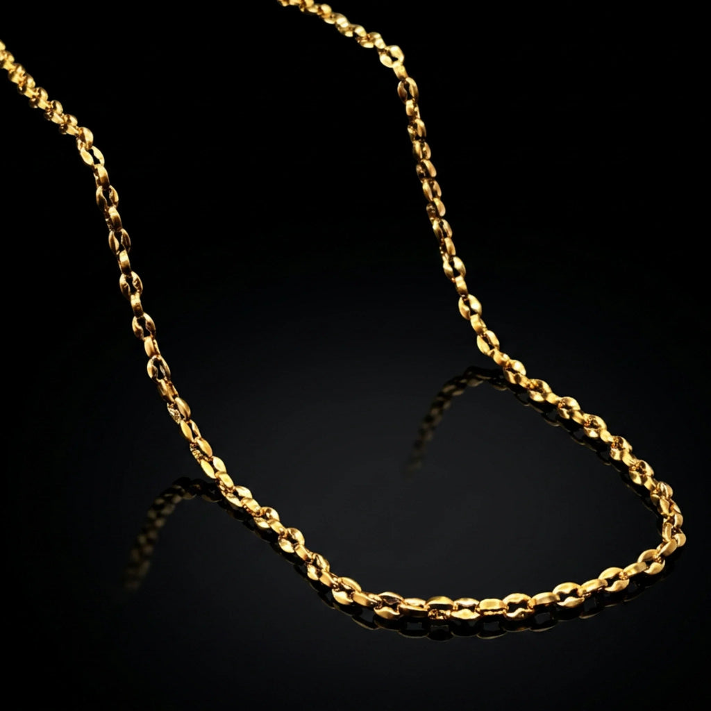 Gold Tone Chain Necklace for Men - detail