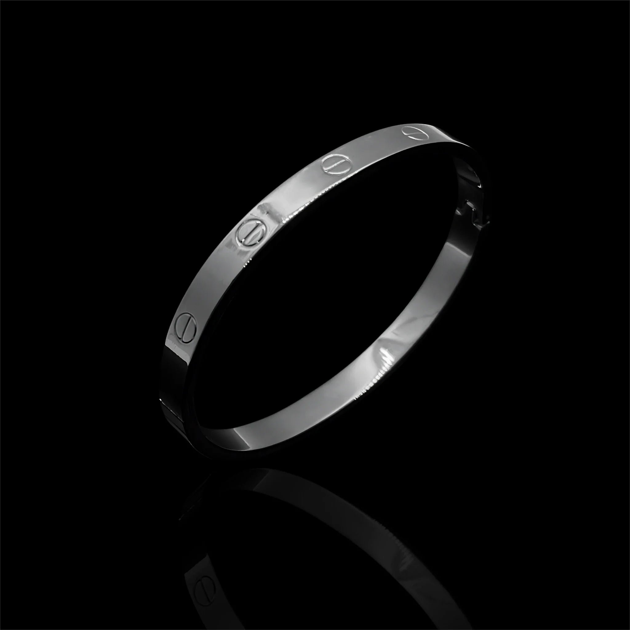 Screw Bangle Bracelet for Men - silver stainless steel
