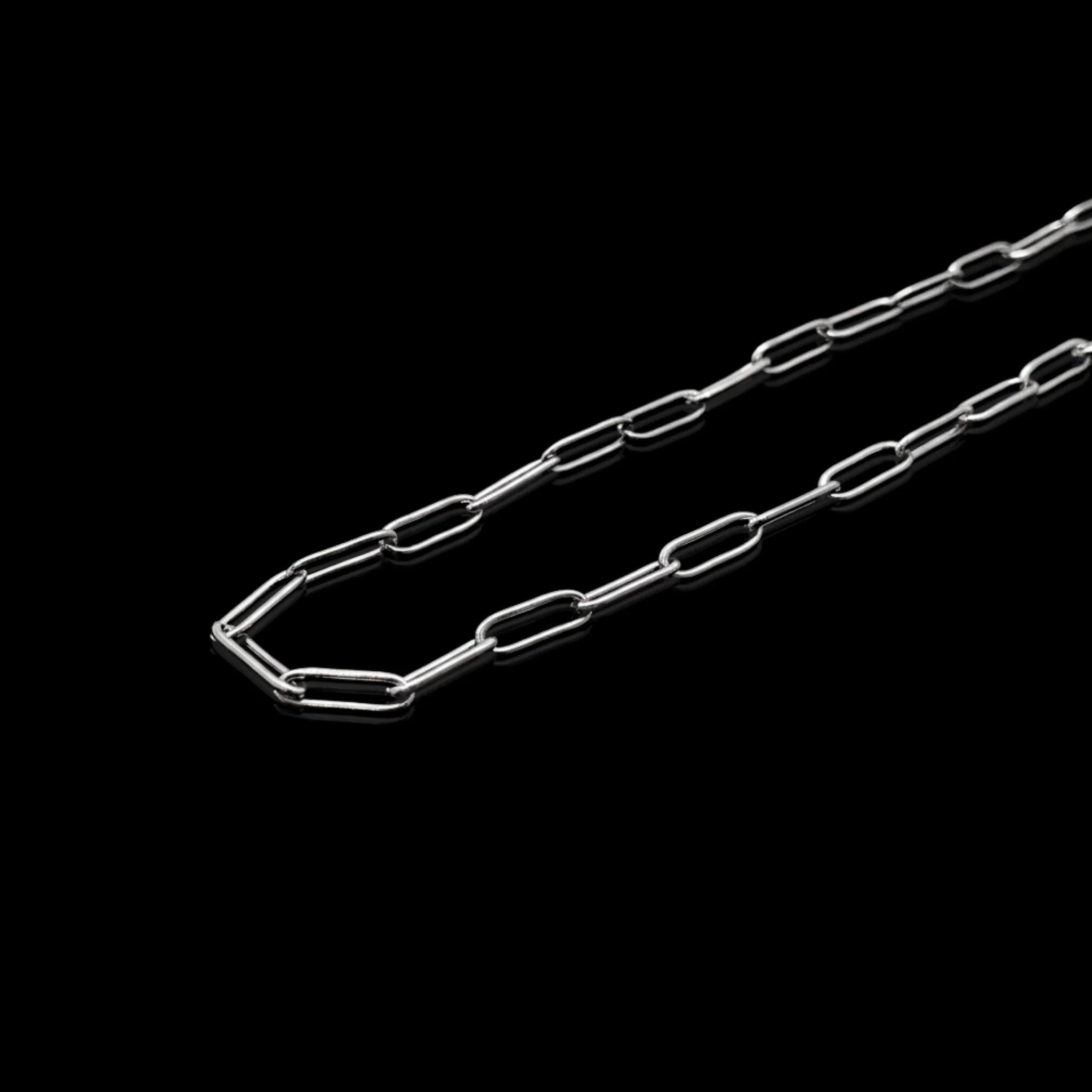 Paper Clip Chain Necklace for Men - silver detail