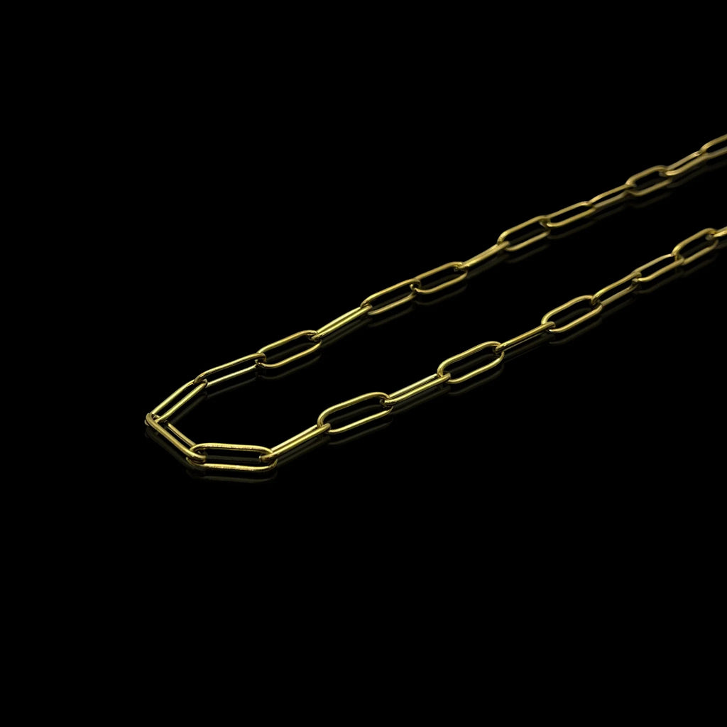 Paper Clip Chain Necklace for Men - gold detail