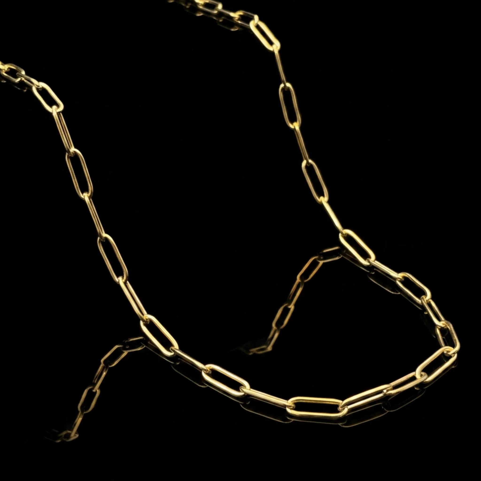 Paper Clip Chain Necklace for Men - gold