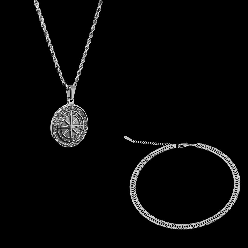 The Compass Set — necklace and bracelet duo | Steelixe